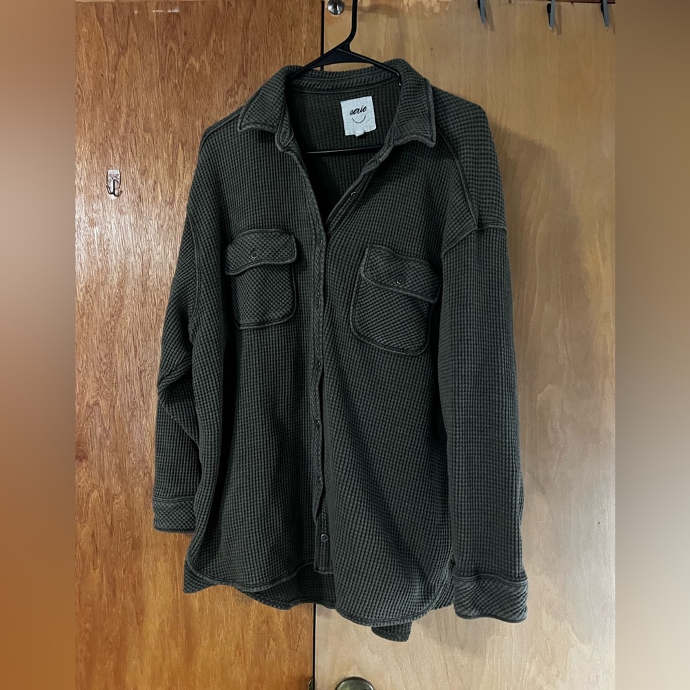 Aerie Lumber Jane Waffle Shirt, size medium
